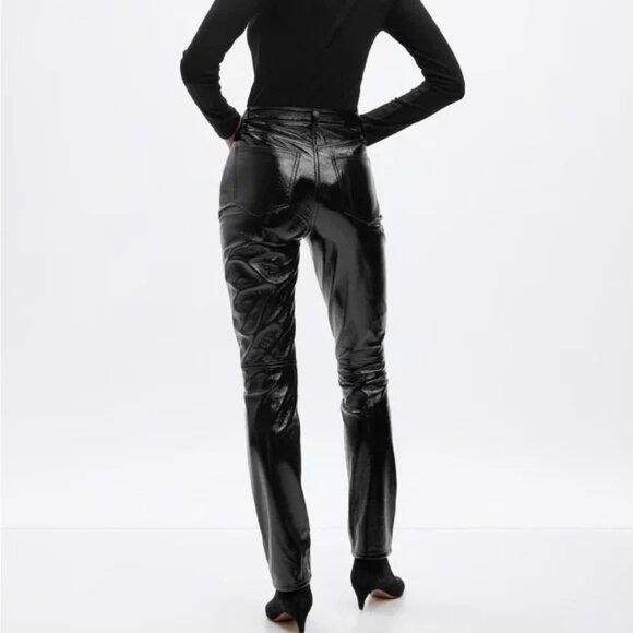 NWT Gap Vintage Slim High Rise Black Faux Leather Pants Womens 24/00 90s Y2K - Picture 7 of 8
